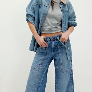 FP Movement by Free People CRVY outlaw Blue Wide Leg Jeans